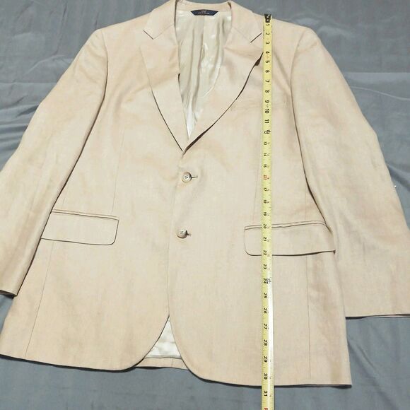 Brooks Brothers 346 Linen Blazer Mens 41R Beige Sport Coat Preppy Classic Suit - Picture 3 of 14